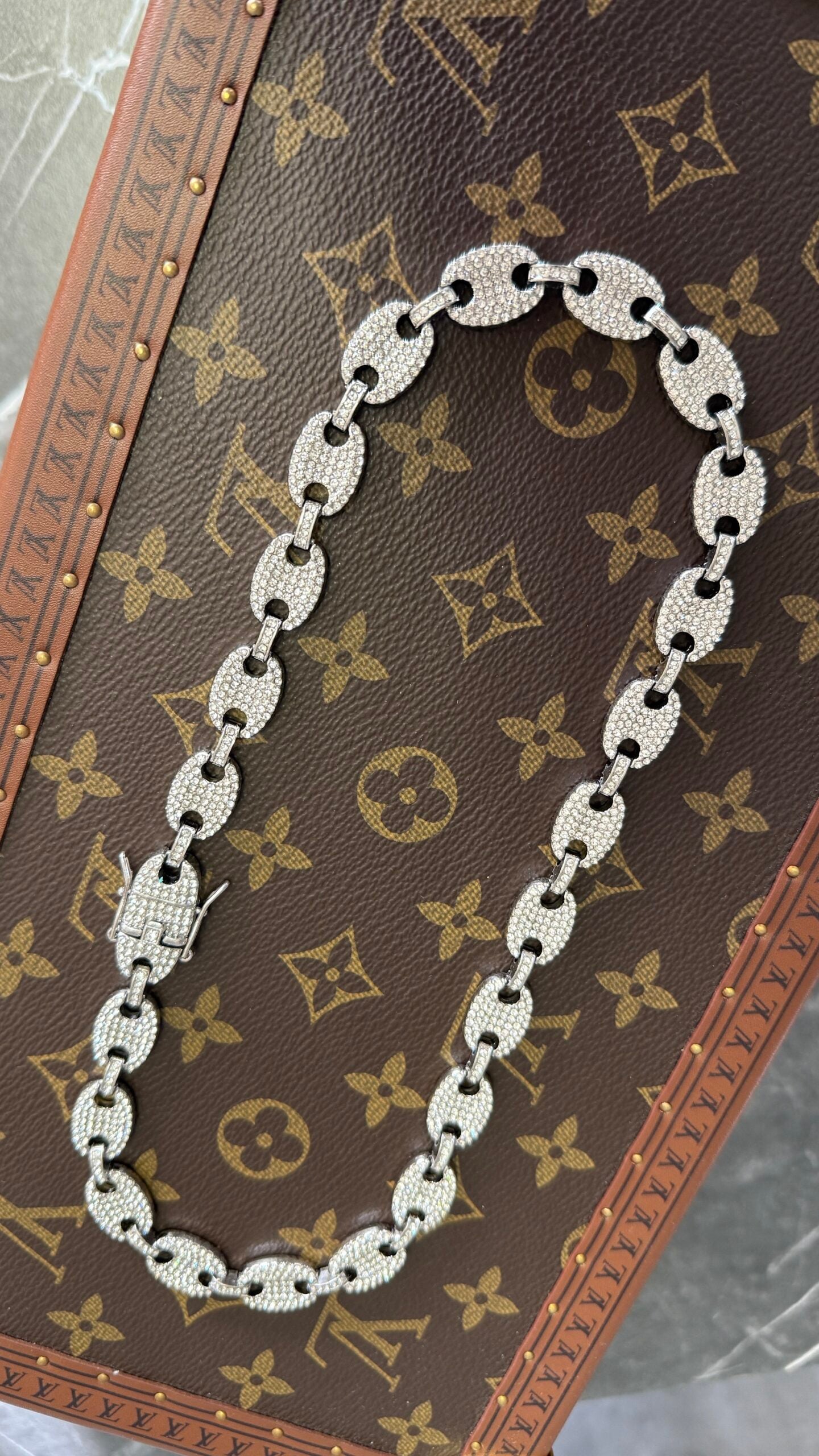 CADENA DIAMANTES PLATA 50CM