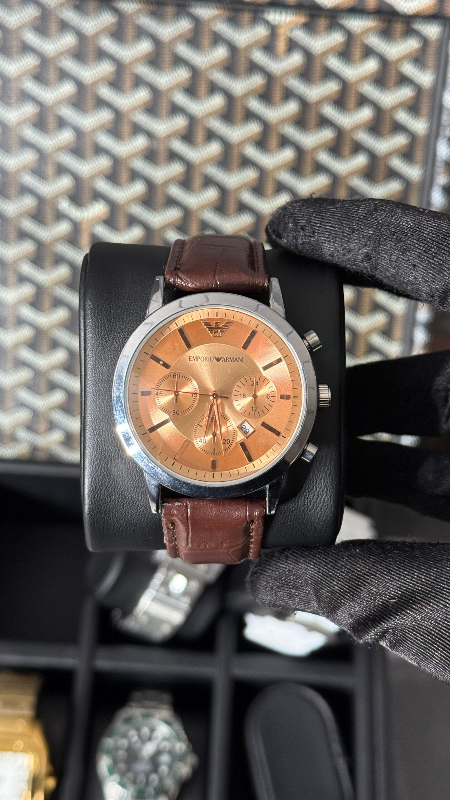 ARM CUERO MARRON/ORO ROSA