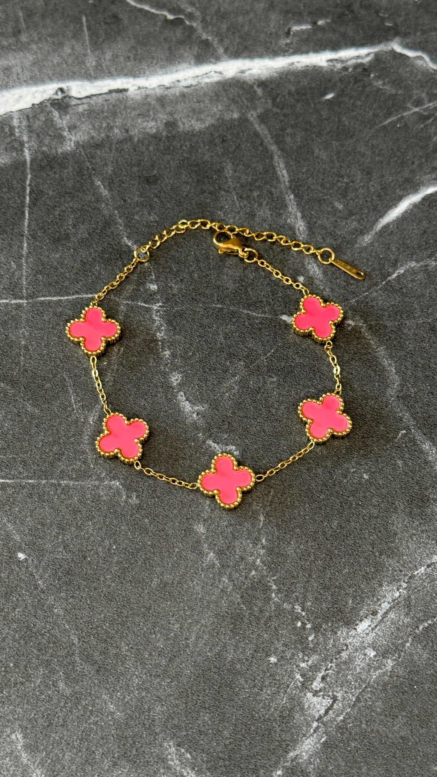 PULSERA TRÉBOL ROSA F