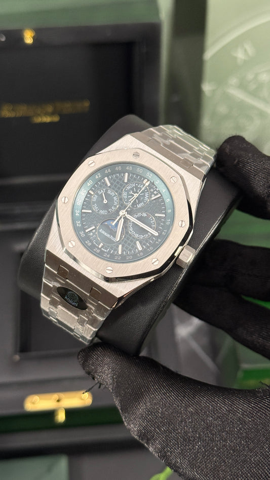AP ROYAL OAK CALENDARIO (PLATA/AZUL)
