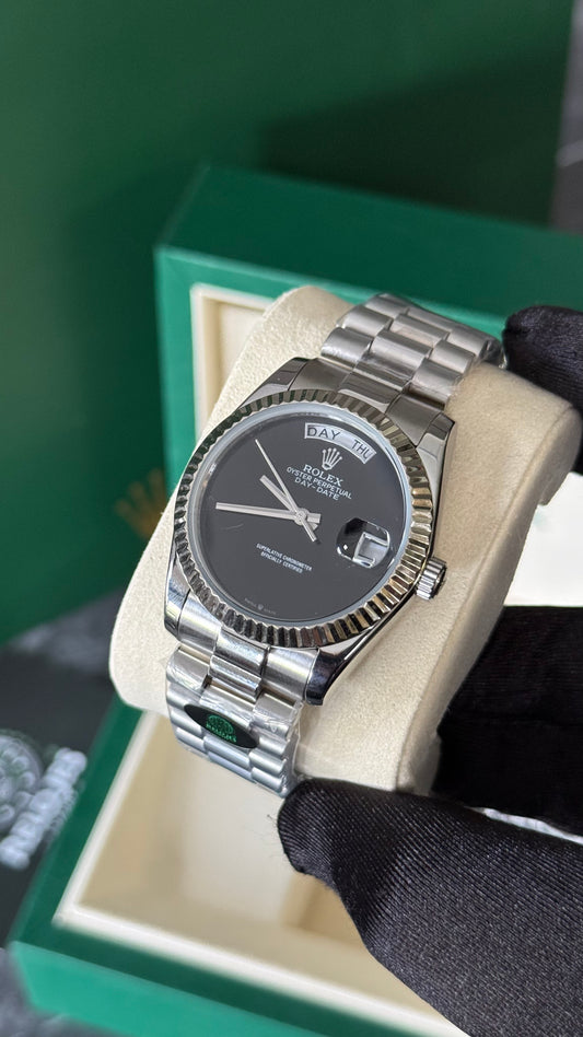 RLX DAY-DATE PLATA/ NEGRO SER