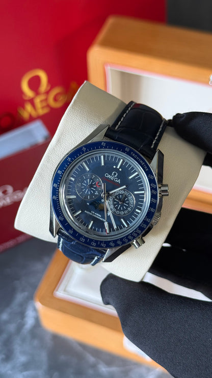 OMG SPEEDMASTER NW (AZUL/ PIEL) AUTOMÁTICO