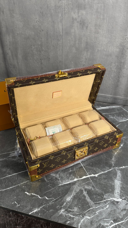 CAJA LV MARRÓN X 8 RELOJES