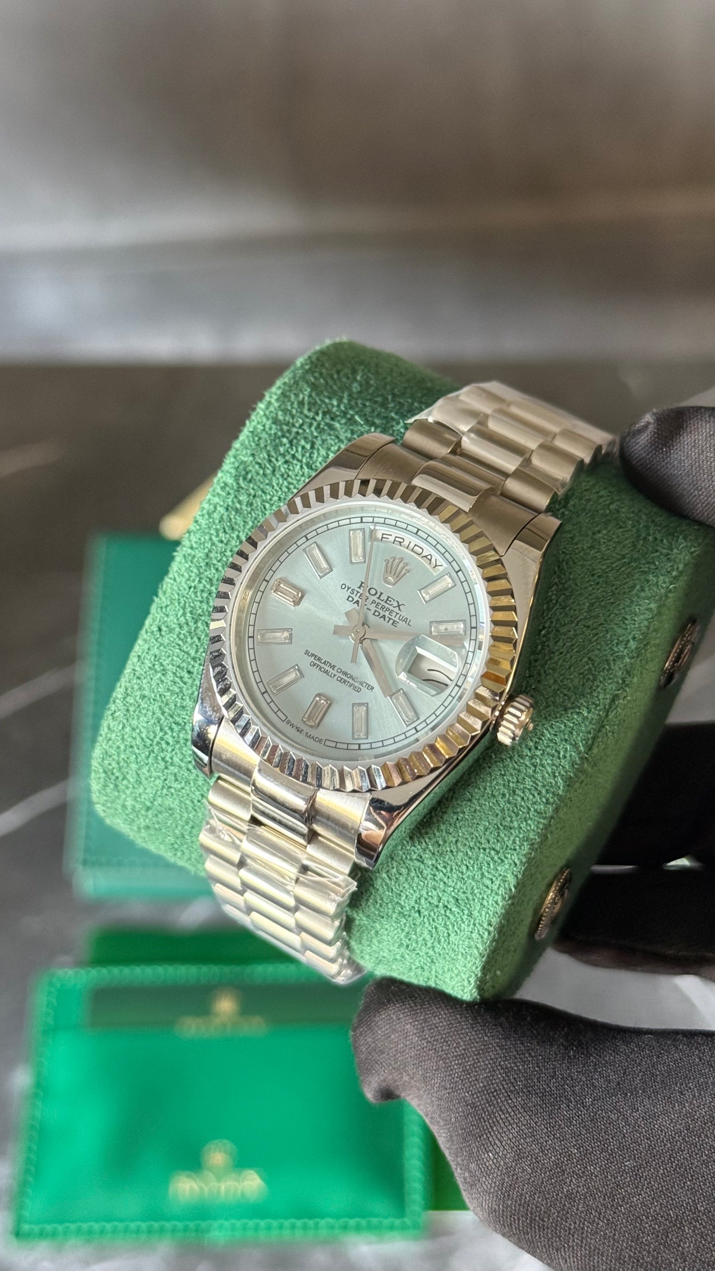 RLX DAY-DATE (ICE BLUE/ BAGUETTE) 36MM