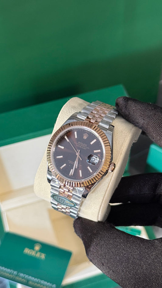 RLX DATEJUST BICOLOR (ORO ROSA / PLATA) CHOCOLATE (SUPERCL0N)