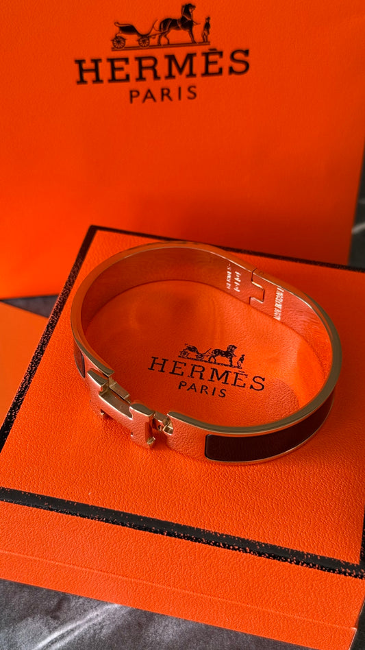 PULSERA HRMES NEGRO / ORO ROSA