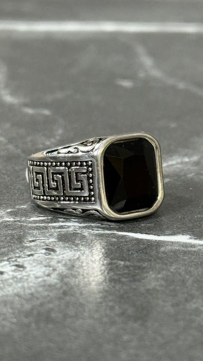 Anillo plata piedra negra