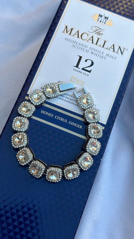 PULSERA DIAMANTES PLATA 20cm