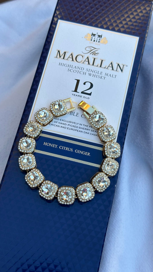 PULSERA DIAMANTES ORO 20cm