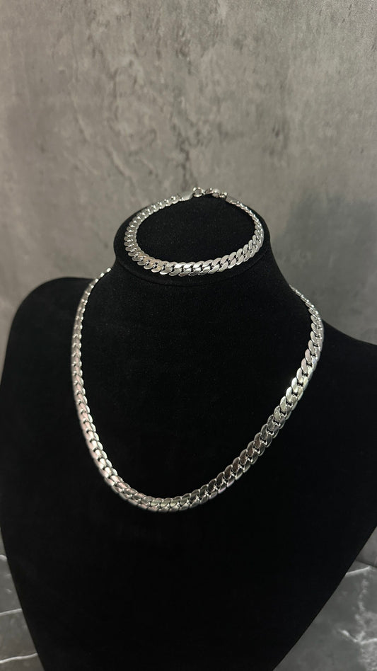 PACK PULSERA 20cm + CADENA 54CM PLATA
