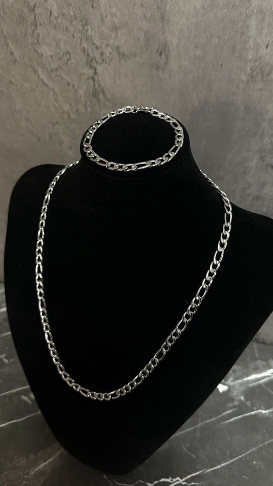 PACK PULSERA 20cm + CADENA 54CM PLATA