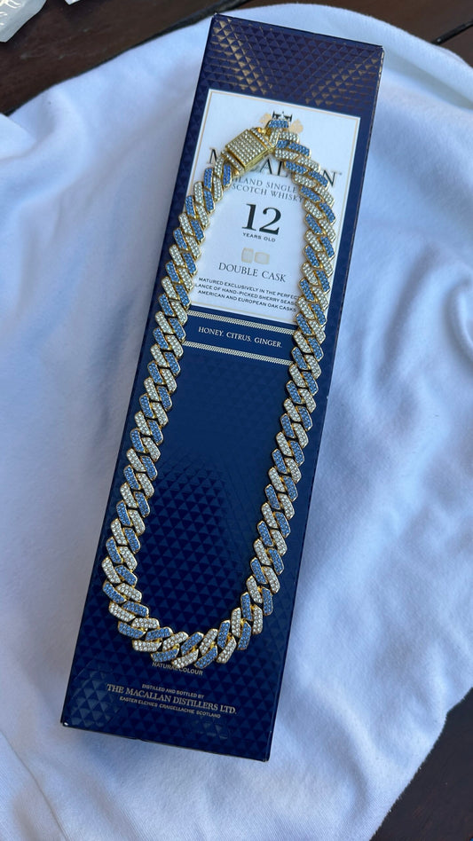 CADENA DIAMANTES ORO AZUL 50cm