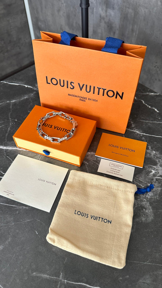 PULSERA LV LOGO PLATA