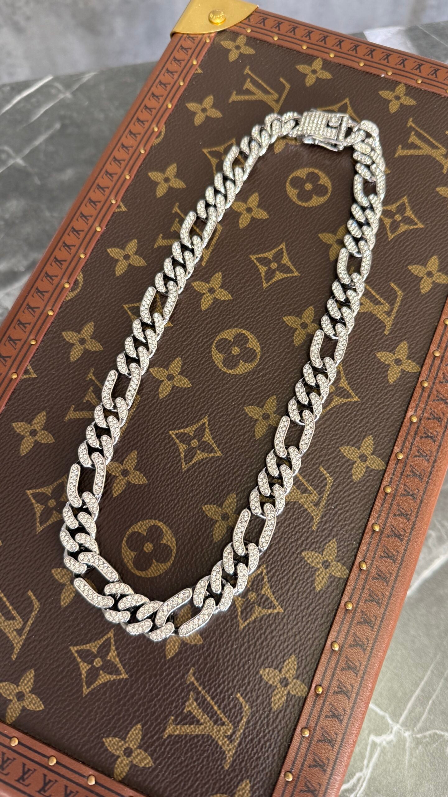 CADENA DIAMANTES PLATA 50 cm