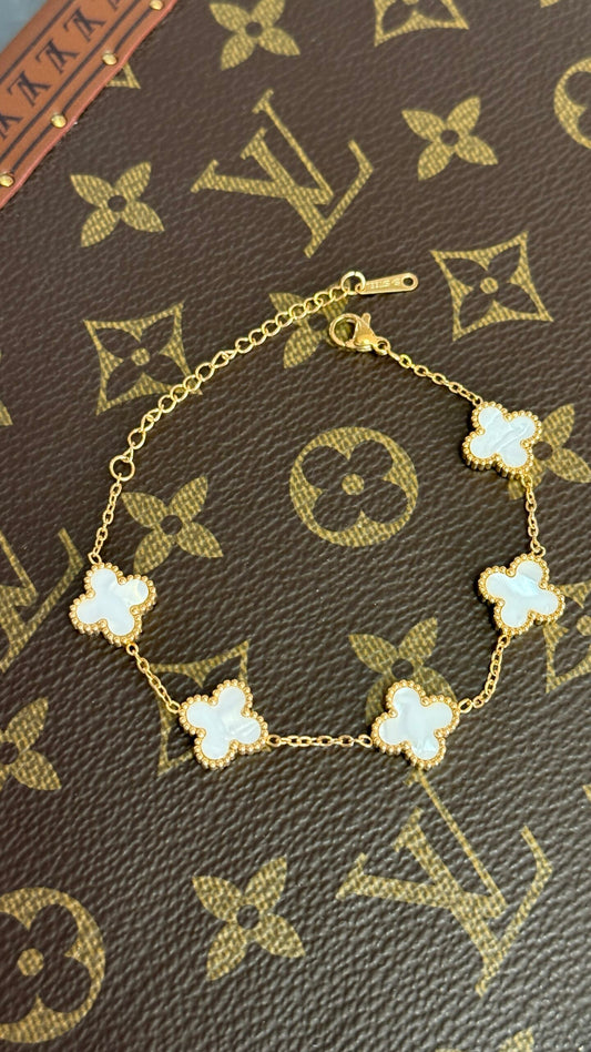 PULSERA TRÉBOL BLANCA