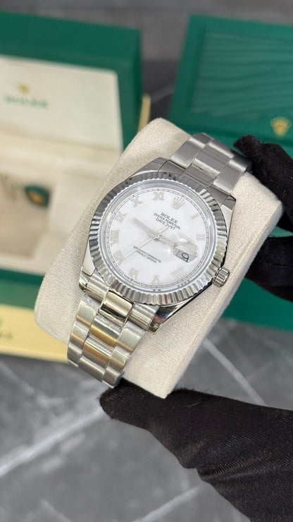 RLX DATEJUST (PLATA/BLANCO-ROMANO)