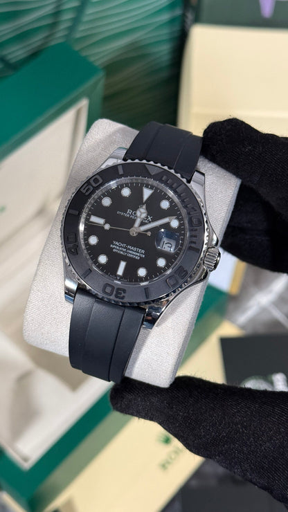 RLX YACHT-MASTER (NEGRO/ PLATA) GOMA