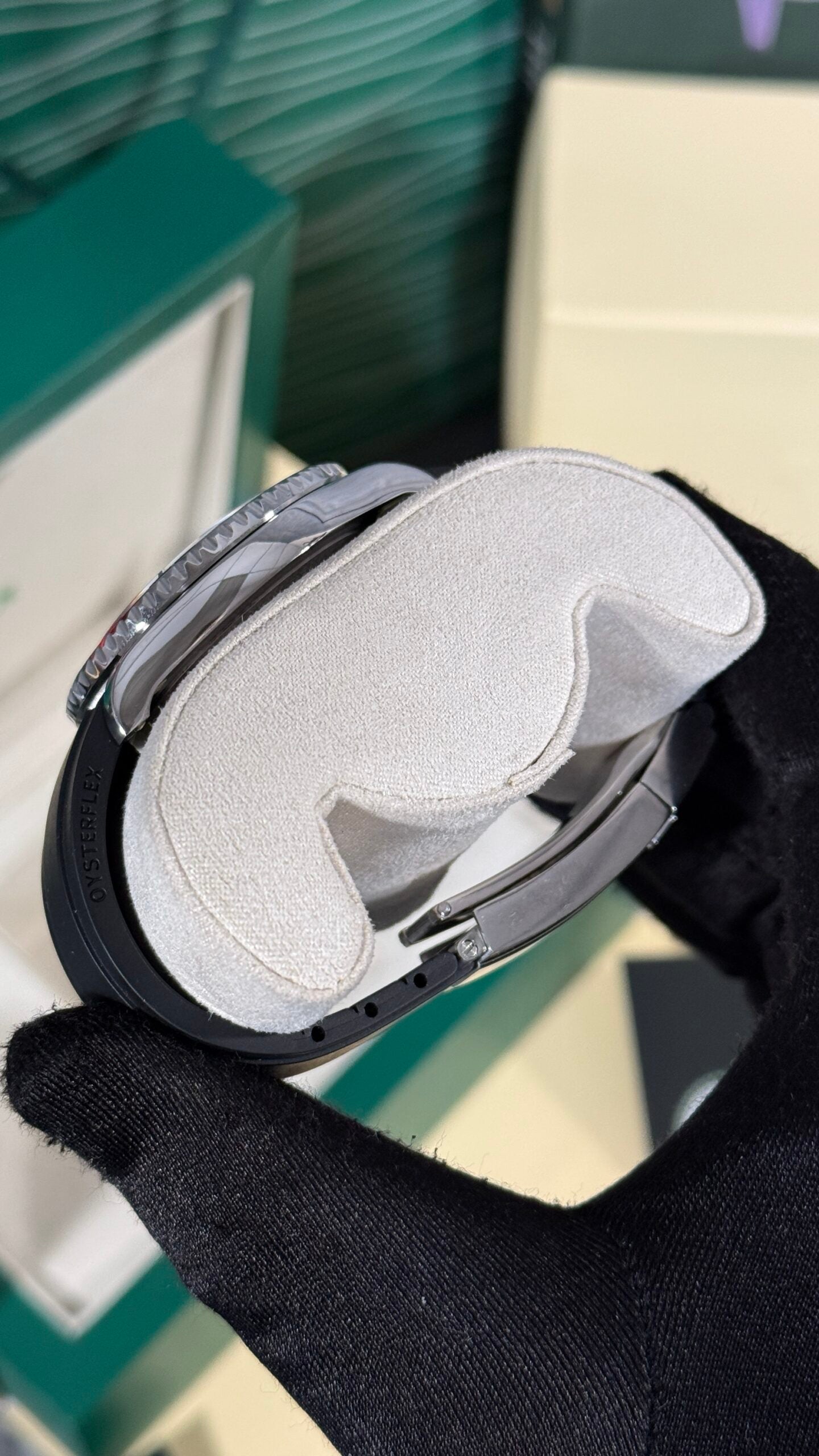 RLX YACHT-MASTER (NEGRO/ PLATA) GOMA