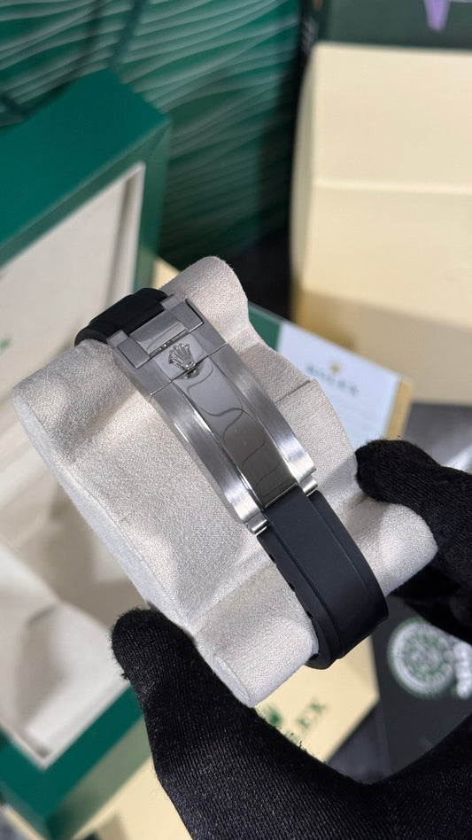 RLX YACHT-MASTER (NEGRO/ PLATA) GOMA