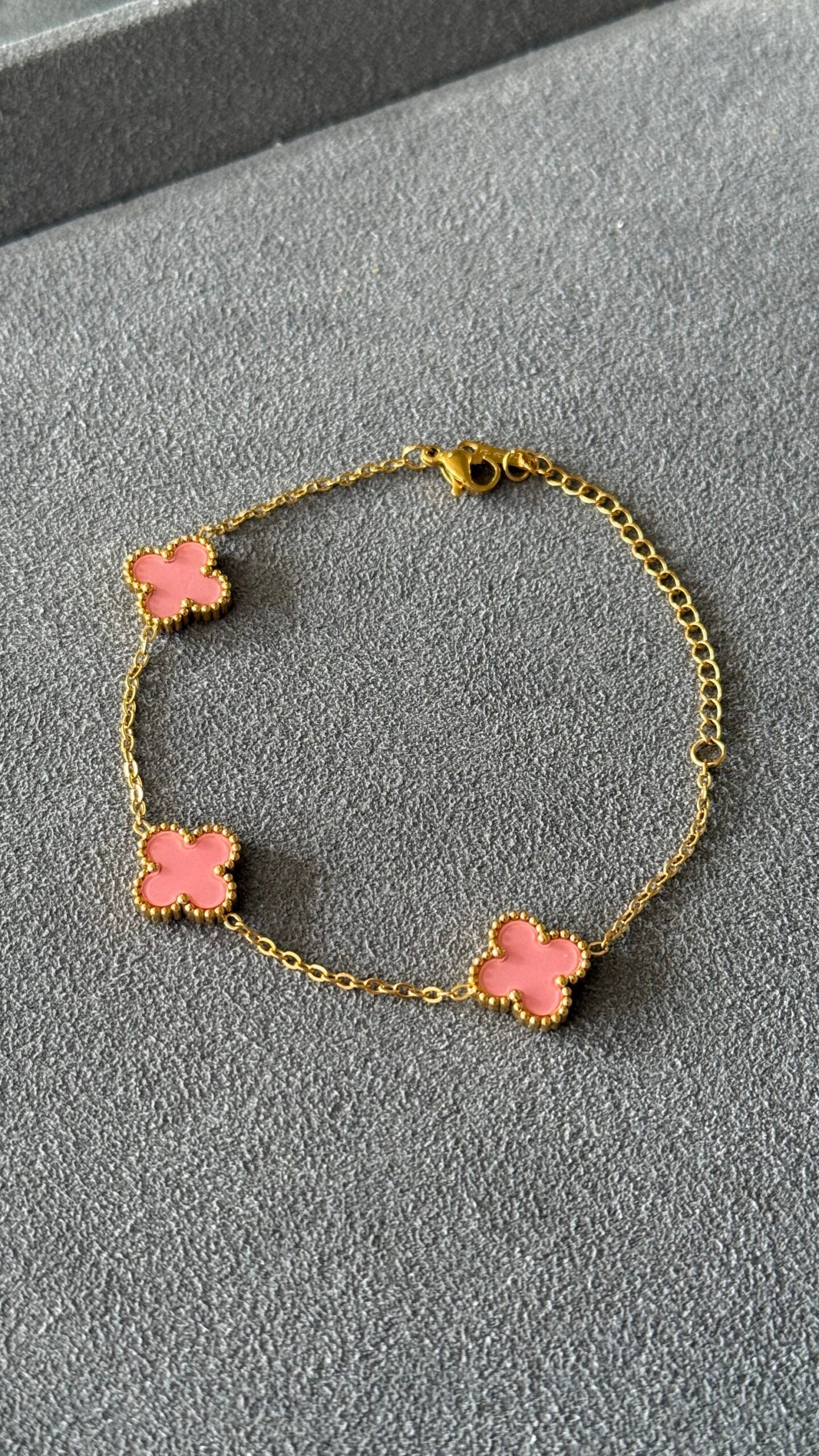 PULSERA TRÉBOL ROSA