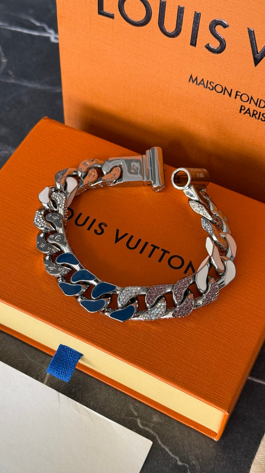 PULSERA LV PLATA / AZUL MARINO