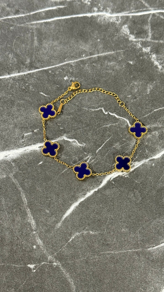 PULSERA TRÉBOL AZUL MARINO