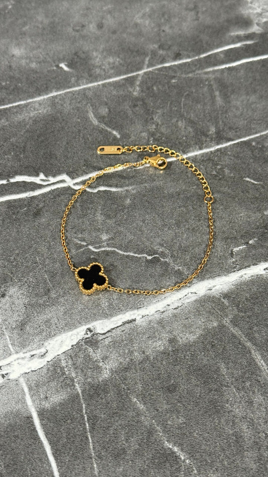 PULSERA TRÉBOL ONE NEGRO / ORO