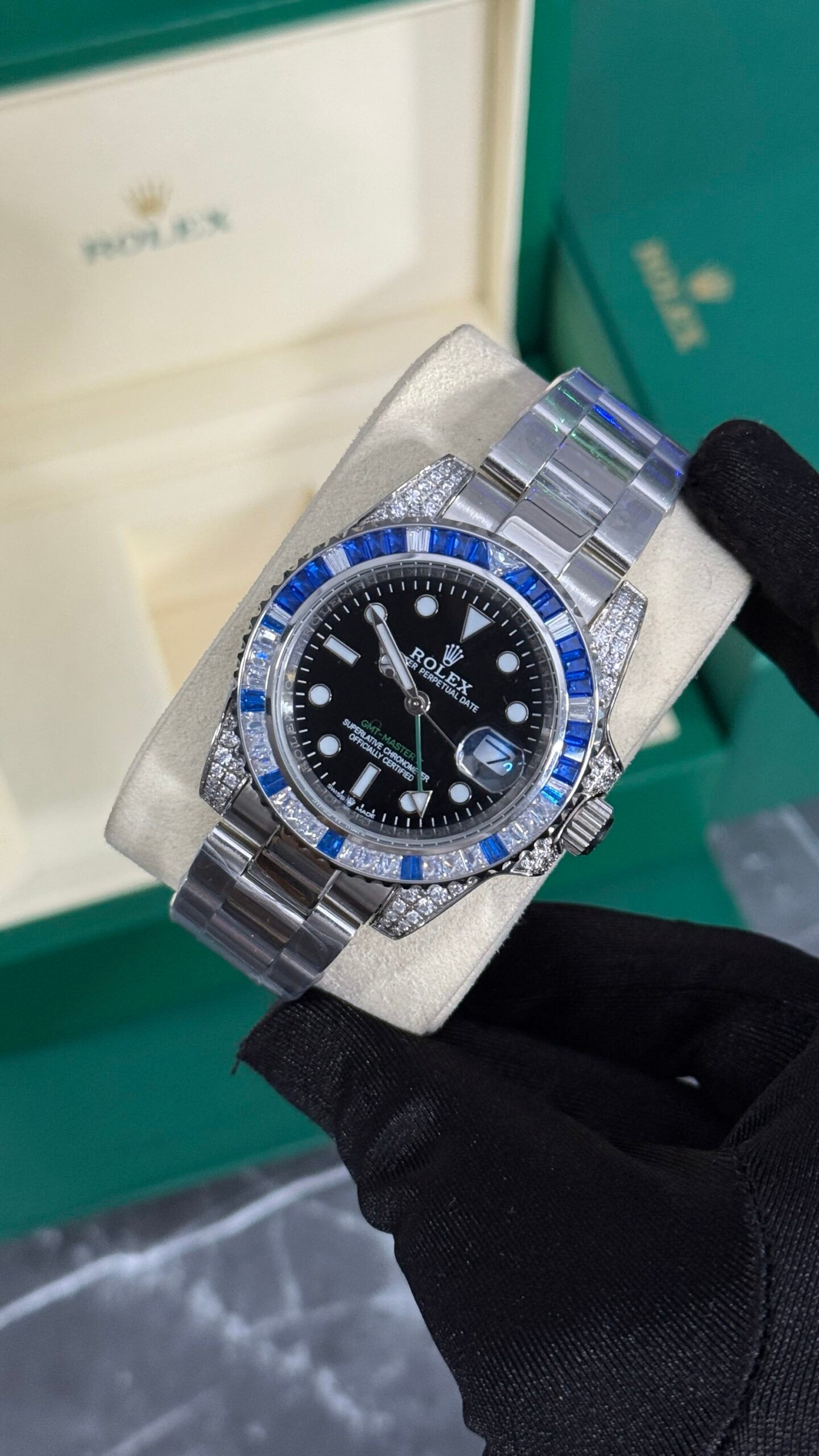 RLX GMT-MASTER II PLATA DIAMANTES