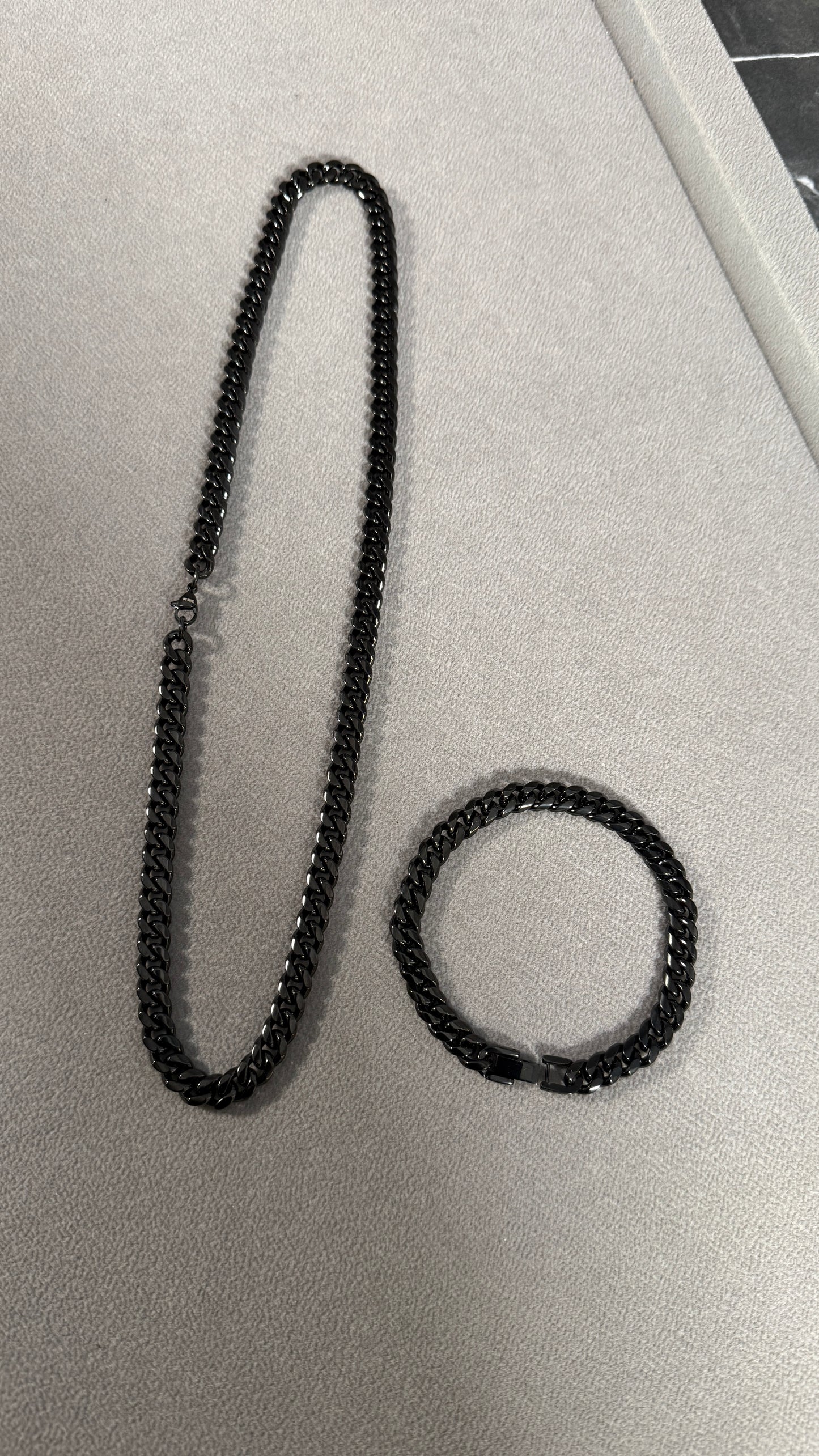 PACK PULSERA 20cm + CADENA 54CM NEGRO