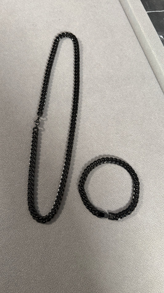PACK PULSERA 20cm + CADENA 54CM NEGRO