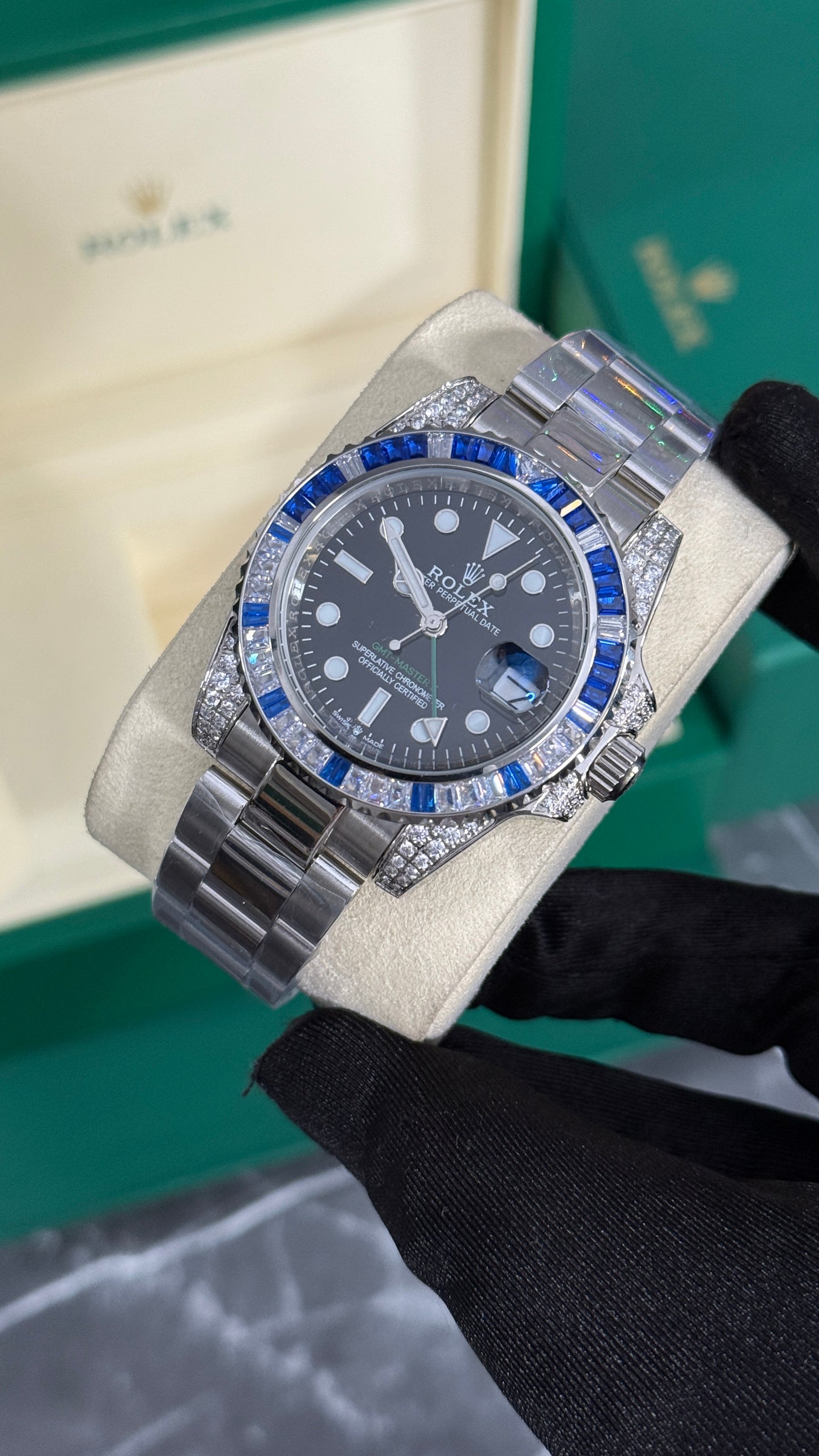 RLX GMT-MASTER II PLATA DIAMANTES