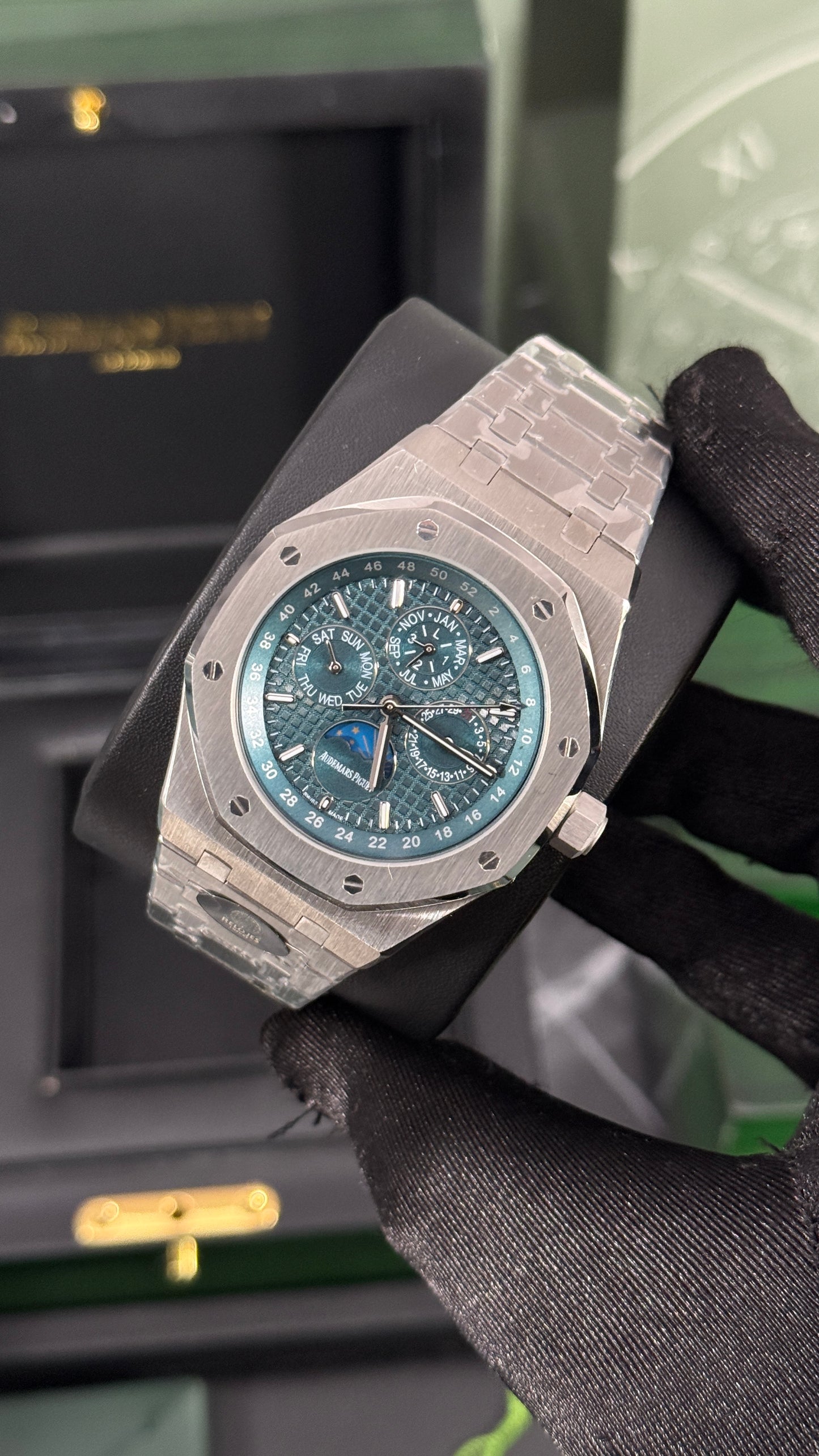 AP ROYAL OAK CALENDARIO (PLATA/AZUL)