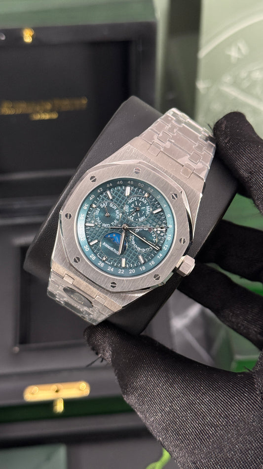 AP ROYAL OAK CALENDARIO (PLATA/AZUL)