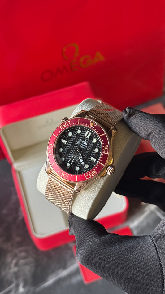 OMG SEAMASTER ORO ROSA/ ROJO/NEGRO