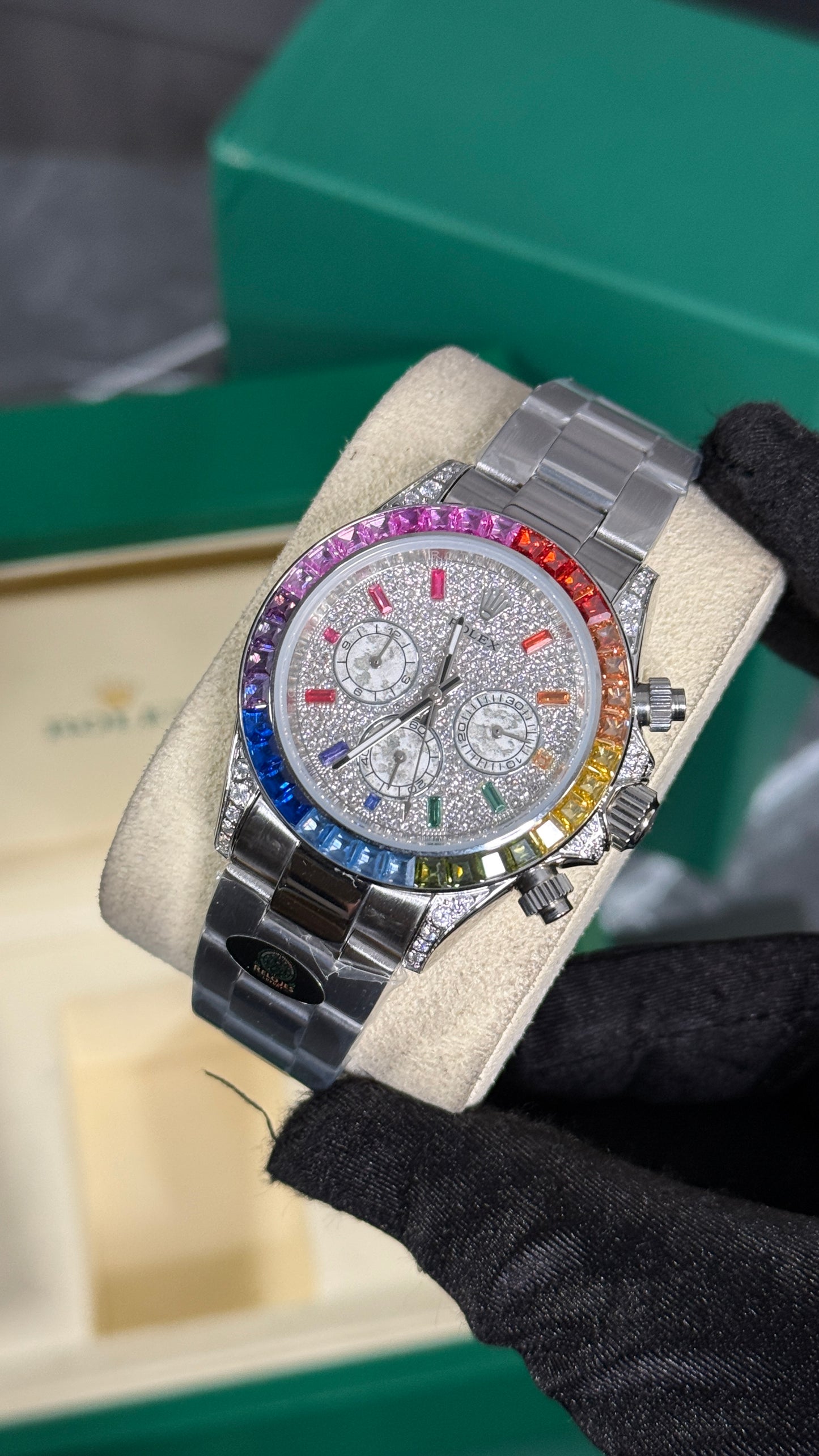 RLX DAYTONA RAINBOW (PLATA/DIAMANTES)