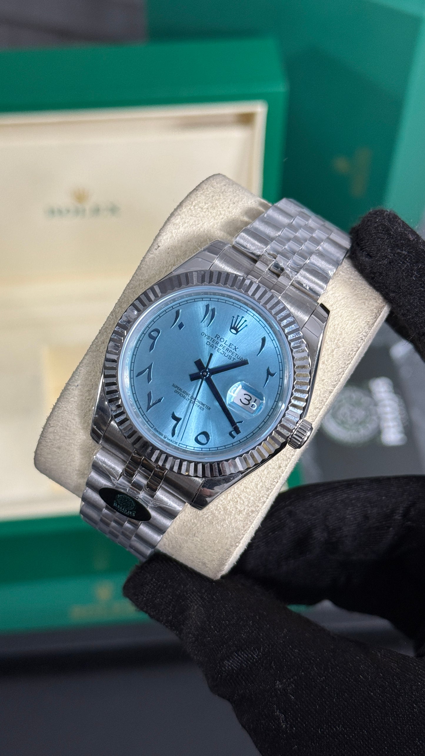 RLX DATEJUST JUBILEE (PLATA/AZUL-ARABIC)