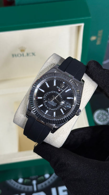 RLX SKY-DWELLER (PLATA/NEGRO) CAUCHO