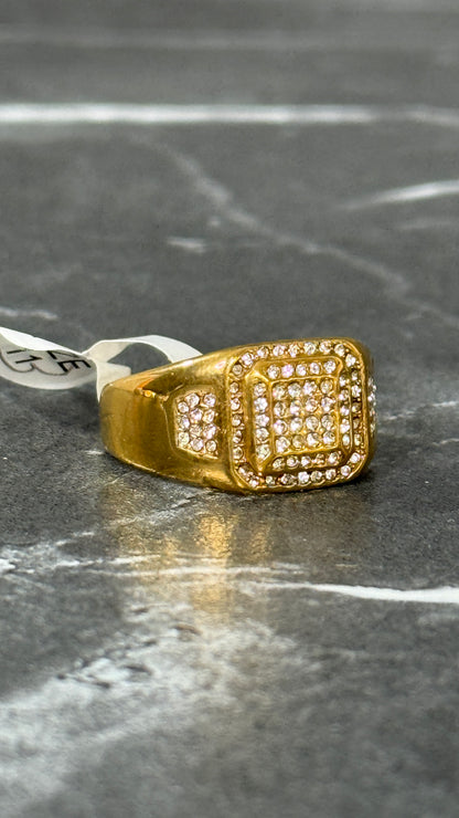 Anillo full diamantes oro cuadrado