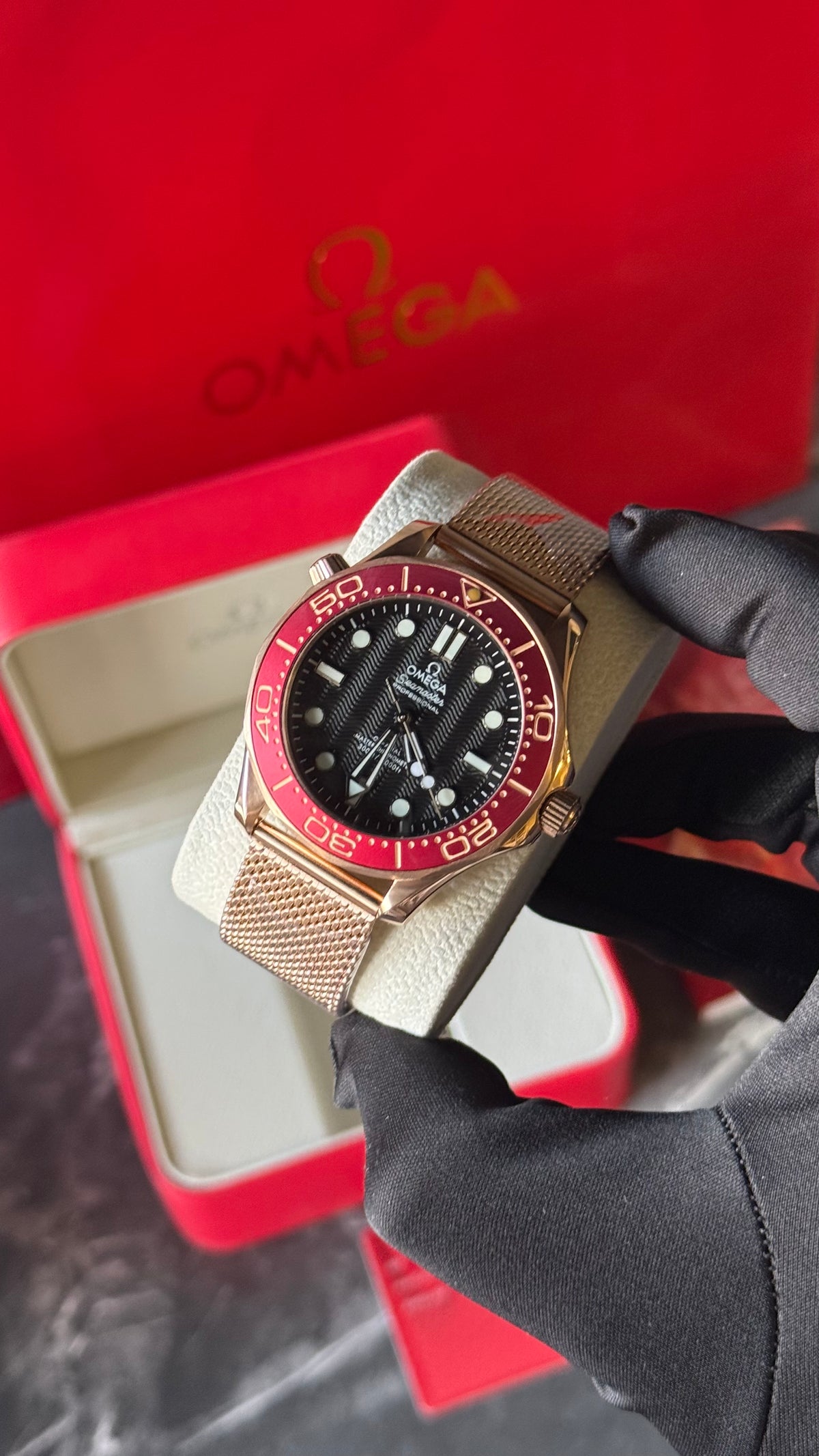 OMG SEAMASTER ORO ROSA/ ROJO/NEGRO