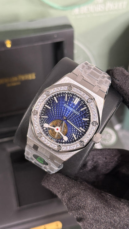AP ROYAL OAK TURBILLON (PLATA/AZUL) DIAMANTES