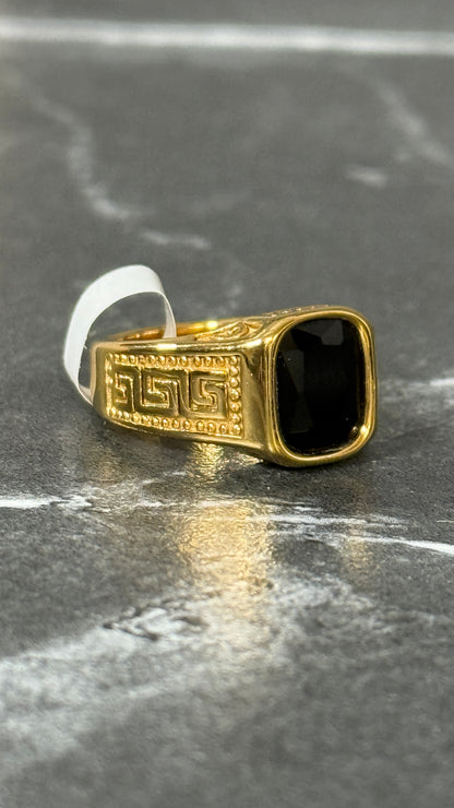 Anillo oro piedra negra