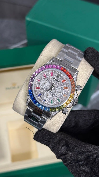 RLX DAYTONA RAINBOW (PLATA/DIAMANTES)