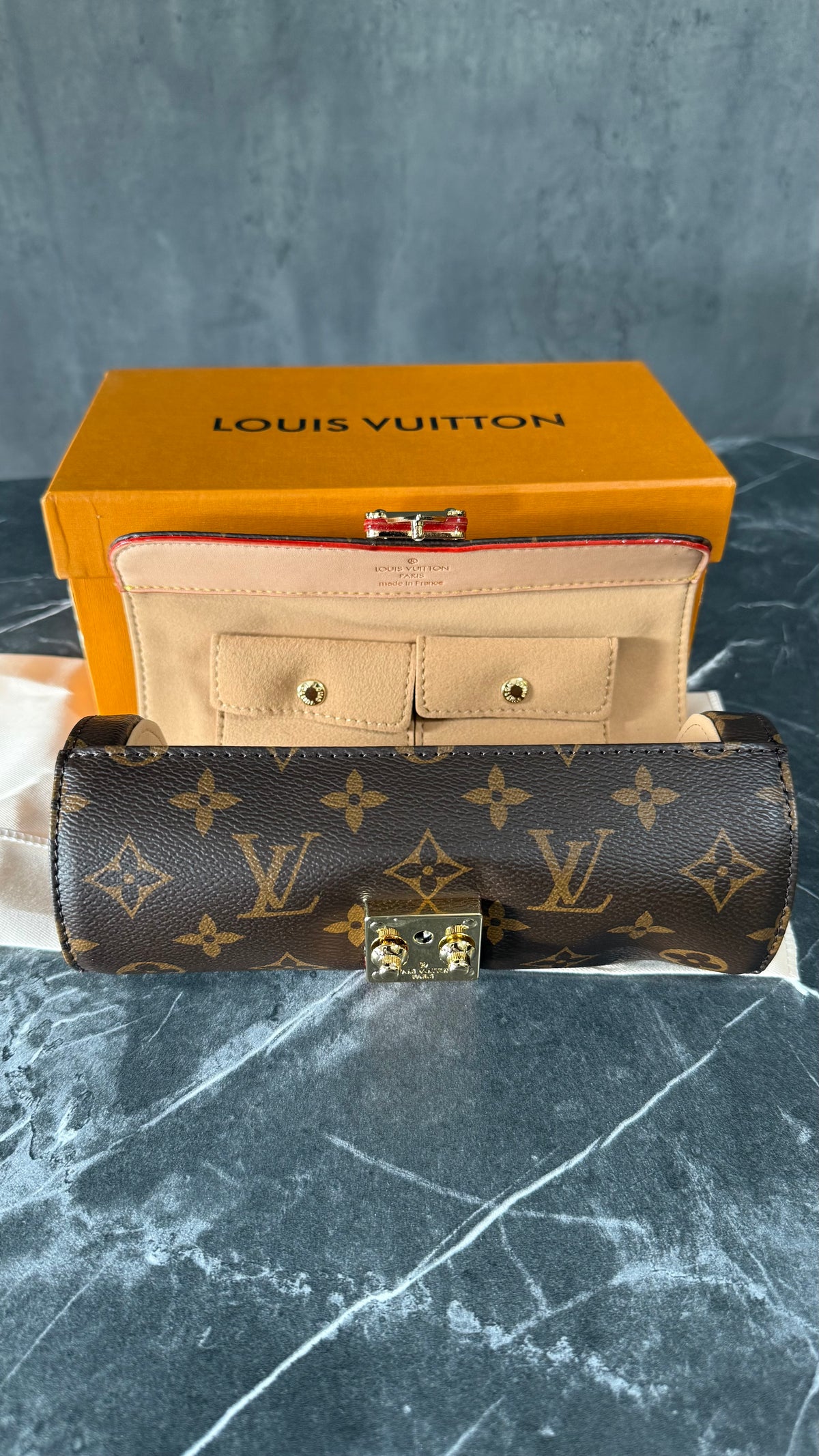 ESTUCHE LV JACOB MARRÓN X3 RELOJES