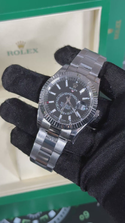 RLX SKY-DWELLER (PLATA/NEGRO)