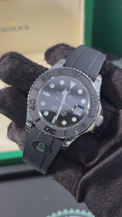 RLX YACHT-MASTER (NEGRO/ PLATA) GOMA