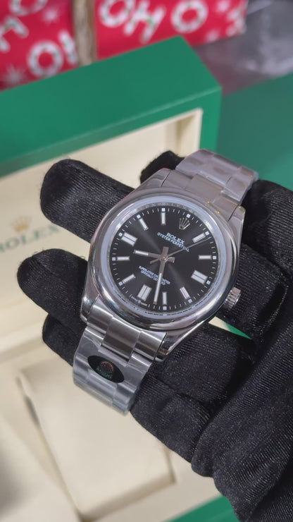 RLX OYSTER PERPETUAL (PLATA/NEGRO)