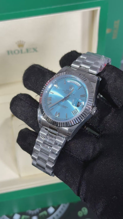 RLX DAY-DATE (PLATA/AZUL CLARO-ROMANO)